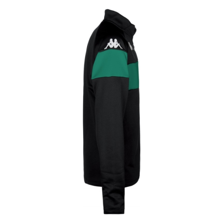 Sweat 1/2 zip homme noir/vert Kappa Dovare pas cher